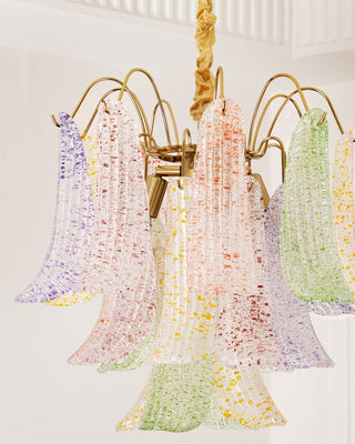 Mazzega Multicolor Speckled Glass Petal Chandelier
