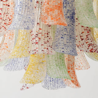 Mazzega Multicolor Speckled Glass Petal Chandelier