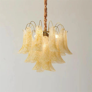 Mazzega Multicolor Speckled Glass Petal Chandelier