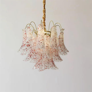 Mazzega Multicolor Speckled Glass Petal Chandelier