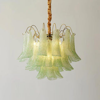 Mazzega Multicolor Speckled Glass Petal Chandelier