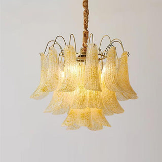 Mazzega Multicolor Speckled Glass Petal Chandelier