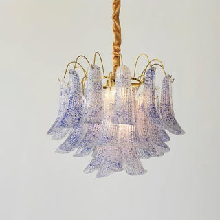 Mazzega Multicolor Speckled Glass Petal Chandelier