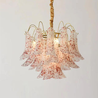 Mazzega Multicolor Speckled Glass Petal Chandelier