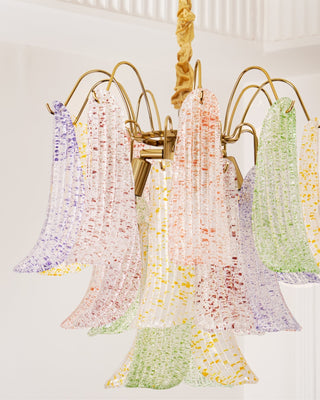 Mazzega Multicolor Speckled Glass Petal Chandelier