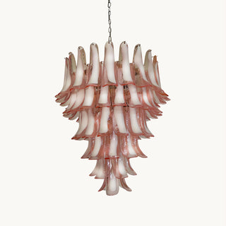 Mazzega Tiered Pink Glass Petal Chandelier