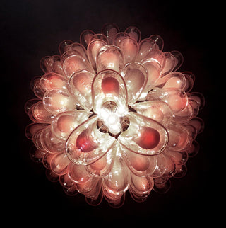 Mazzega Tiered Pink Glass Petal Chandelier