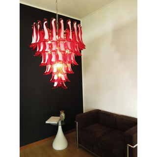 Mazzega Tiered Pink Glass Petal Chandelier