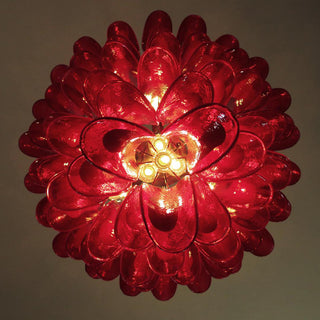 Mazzega Tiered Pink Glass Petal Chandelier