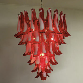 Mazzega Tiered Pink Glass Petal Chandelier