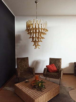 Mazzega Tiered Pink Glass Petal Chandelier