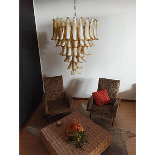 Mazzega Tiered Pink Glass Petal Chandelier