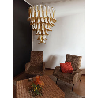 Mazzega Tiered Pink Glass Petal Chandelier