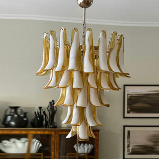 Mazzega Tiered Pink Glass Petal Chandelier