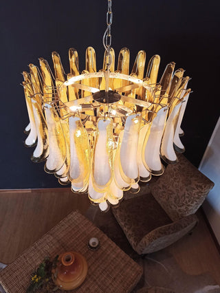 Mazzega Tiered Pink Glass Petal Chandelier
