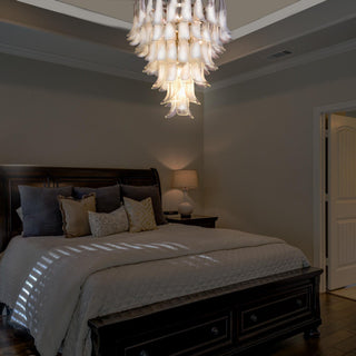 Mazzega Tiered Pink Glass Petal Chandelier