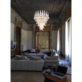Mazzega Tiered Pink Glass Petal Chandelier