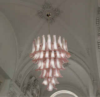 Mazzega Tiered Pink Glass Petal Chandelier