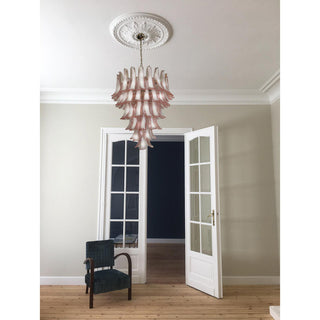 Mazzega Tiered Pink Glass Petal Chandelier