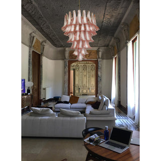 Mazzega Tiered Pink Glass Petal Chandelier