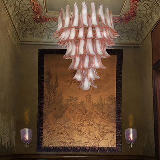Mazzega Tiered Pink Glass Petal Chandelier