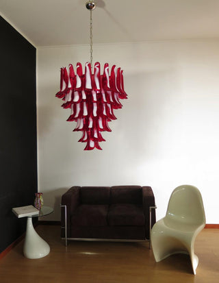 Mazzega Tiered Pink Glass Petal Chandelier