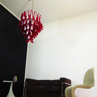Mazzega Tiered Pink Glass Petal Chandelier