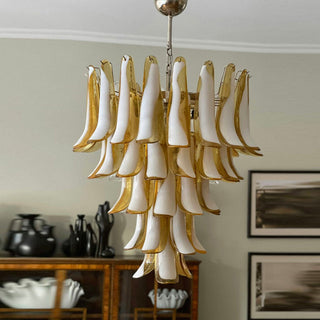 Mazzega Tiered Pink Glass Petal Chandelier