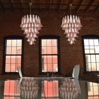 Mazzega Tiered Pink Glass Petal Chandelier