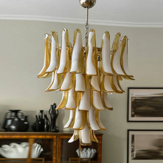 Mazzega Tiered Pink Glass Petal Chandelier