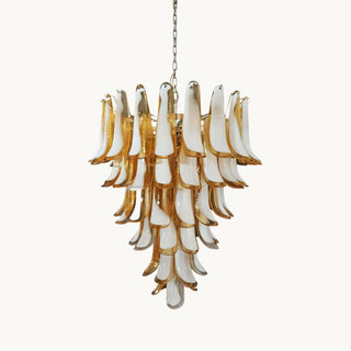 Mazzega Tiered Pink Glass Petal Chandelier