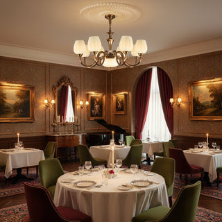 Milanese Classic Fabric Shade Chandelier