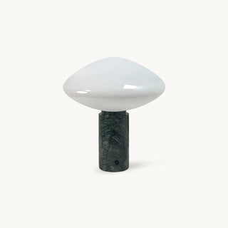 Mist Dark Green Marble & White Glass Table Lamp