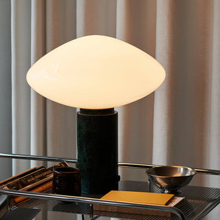 Mist Dark Green Marble & White Glass Table Lamp