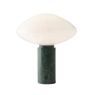 Mist Dark Green Marble & White Glass Table Lamp