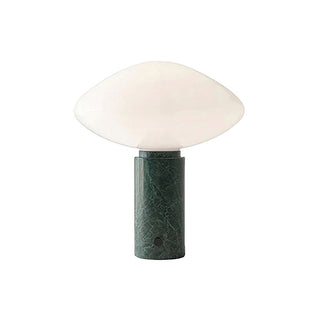 Mist Dark Green Marble & White Glass Table Lamp