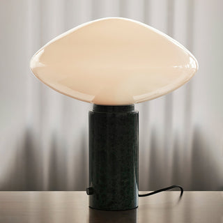 Mist Dark Green Marble & White Glass Table Lamp