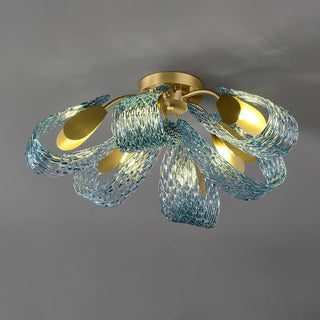 Mocenigo Azure Art Deco Brass Ceiling Light