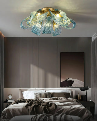 Mocenigo Azure Art Deco Brass Ceiling Light