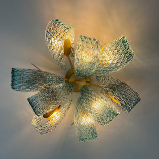 Mocenigo Azure Art Deco Brass Ceiling Light