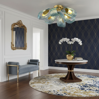 Mocenigo Azure Art Deco Brass Ceiling Light