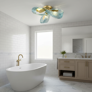 Mocenigo Azure Art Deco Brass Ceiling Light