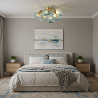 Mocenigo Azure Art Deco Brass Ceiling Light