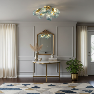 Mocenigo Azure Art Deco Brass Ceiling Light