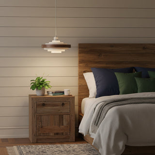 Soren Mid Century Wood Glass Pendant Light