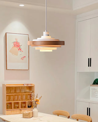 Soren Mid Century Wood Glass Pendant Light