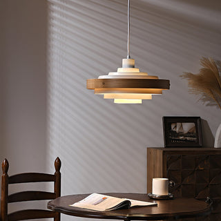 Soren Mid Century Wood Glass Pendant Light