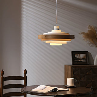 Soren Mid Century Wood Glass Pendant Light