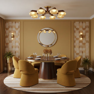 Molari Ribbed Glass Walnut Chandelier
