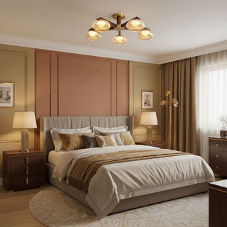 Molari Ribbed Glass Walnut Chandelier